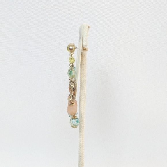 Napier Gold Peach Green Chandelier Earrings - Picture 7 of 7